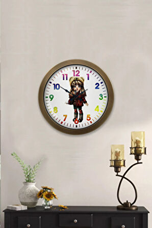 Hediyelik 36 Cm Eskitme Metal Genç Kız Duvar Saati