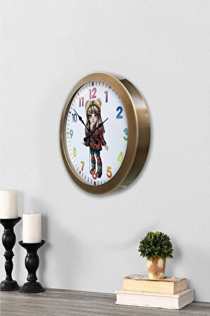 Hediyelik 36 Cm Eskitme Metal Genç Kız Duvar Saati