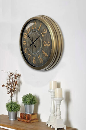 Hediyelik 40 Cm Eskitme Metal Dekoratif Duvar Saati