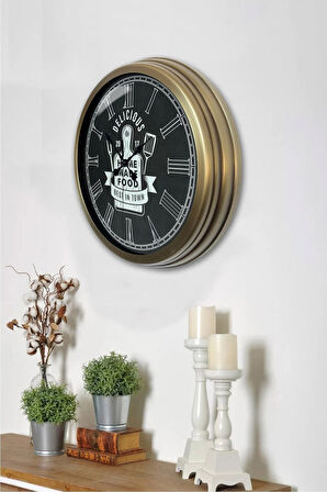 Hediyelik 40 Cm Eskitme Metal Mutfak Duvar Saati