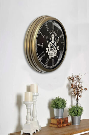 Hediyelik 40 Cm Eskitme Metal Mutfak Duvar Saati
