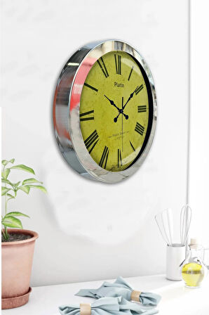 Hediyelik 36 Cm Krom Metal Roma Rakamlı Duvar Saati