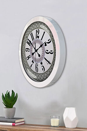 Hediyelik 36 Cm Beyaz Metal Modern Duvar Saati