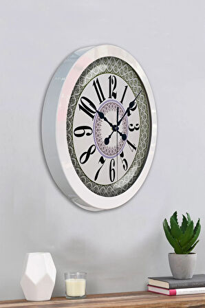 Hediyelik 36 Cm Beyaz Metal Modern Duvar Saati