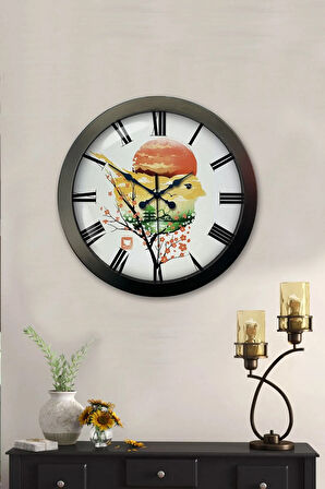 Hediyelik 36 Cm Siyah Metal Doğal Duvar Saati