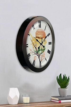 Hediyelik 36 Cm Siyah Metal Doğal Duvar Saati