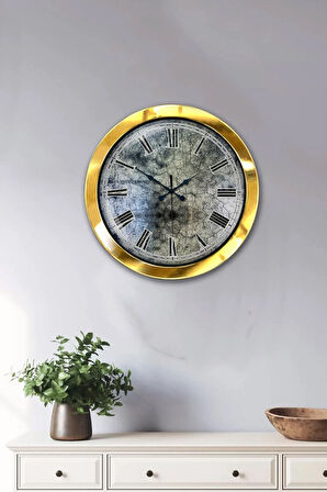 Hediyelik 36 Cm Gold Metal Vintage Duvar Saati