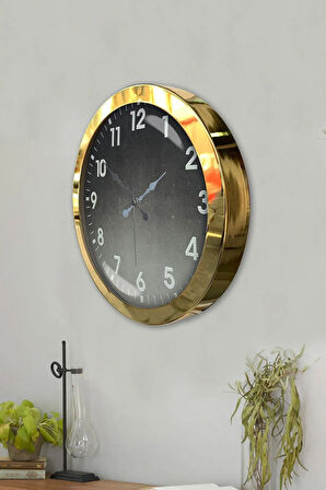 Hediyelik 36 Cm Gold Metal Klasik Duvar Saati