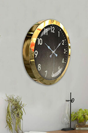 Hediyelik 36 Cm Gold Metal Klasik Duvar Saati