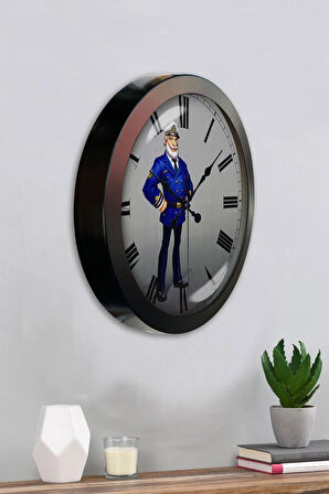 Hediyelik 36 Cm Siyah Metal Gemi Kaptanı Duvar Saati