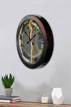 Hediyelik 36 Cm Siyah Metal Modern Çizgi Duvar Saati