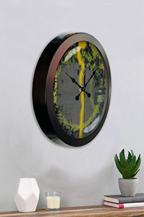 Hediyelik 36 Cm Siyah Metal Modern Çizgi Duvar Saati