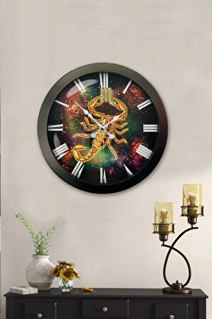 Hediyelik 36 Cm Siyah Metal Akrep Burcu Duvar Saati