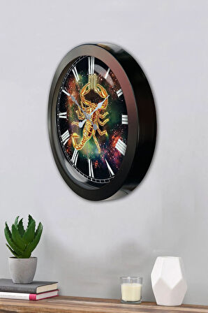 Hediyelik 36 Cm Siyah Metal Akrep Burcu Duvar Saati