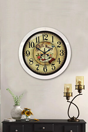 Hediyelik 36 Cm Beyaz Metal Mutfak Duvar Saati