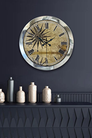 Hediyelik 36 Cm Krom Metal Maps Duvar Saati