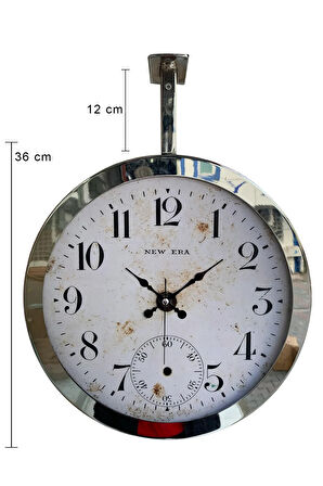 Hediyelik 36 Cm Krom Metal Antik Eskitme Istasyon Tavan Saati