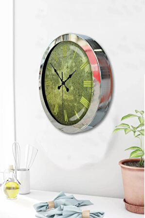 Hediyelik 36 Cm Krom Metal Eskitme Duvar Saati
