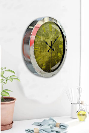Hediyelik 36 Cm Krom Metal Eskitme Duvar Saati