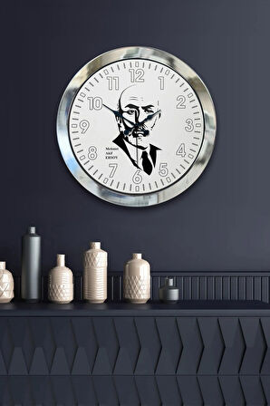 Hediyelik 36 Cm Krom Metal Mehmet Akif Ersoy Duvar Saati