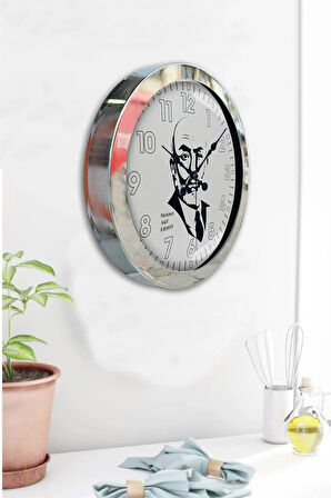 Hediyelik 36 Cm Krom Metal Mehmet Akif Ersoy Duvar Saati