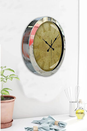 Hediyelik 36 Cm Krom Metal Eskitme Duvar Saati