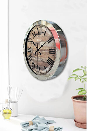 Hediyelik 36 Cm Krom Metal Misaf Duvar Saati