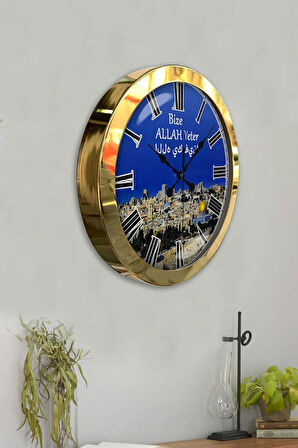 Hediyelik 36 Cm Gold Metal Kudüs Duvar Saati