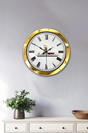 Hediyelik 36 Cm Gold Metal Kitchen Duvar Saati