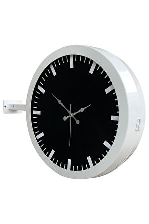 Hediyelik 36 Cm Beyaz Metal Siyah Renk Istasyon Duvar Saati