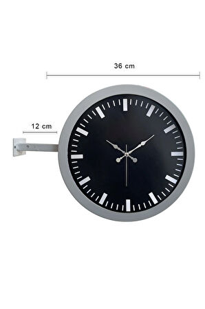 Hediyelik 36 Cm Beyaz Metal Siyah Renk Istasyon Duvar Saati