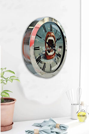 Hediyelik 36 Cm Krom Metal Diş Hekimi Duvar Saati