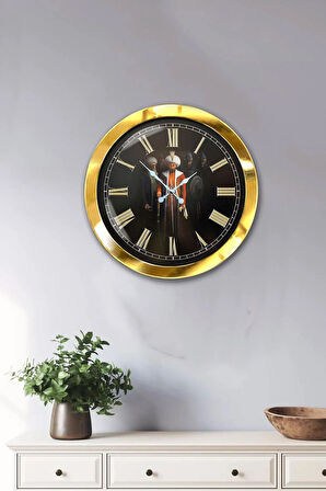 Hediyelik 36 Cm Gold Metal Fatih Sultah Mehmet Duvar Saati