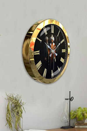 Hediyelik 36 Cm Gold Metal Fatih Sultah Mehmet Duvar Saati