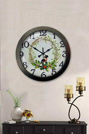 Hediyelik 36 Cm Siyah Metal Bird Duvar Saati