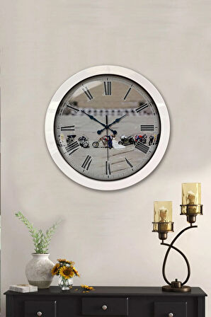 Hediyelik 36 Cm Beyaz Metal Gelin Damat Duvar Saati