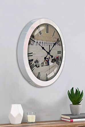 Hediyelik 36 Cm Beyaz Metal Gelin Damat Duvar Saati