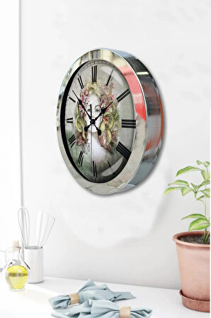Hediyelik 36 Cm Krom Metal Dekoratif Duvar Saati