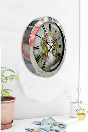 Hediyelik 36 Cm Krom Metal Dekoratif Duvar Saati