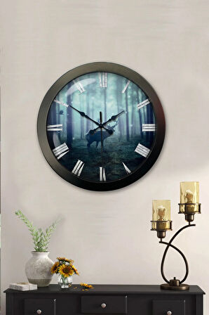 Hediyelik 36 Cm Siyah Metal Hayvanlar Duvar Saati