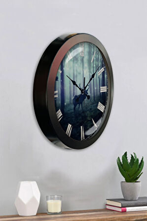 Hediyelik 36 Cm Siyah Metal Hayvanlar Duvar Saati