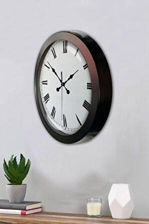 Hediyelik 36 Cm Siyah Metal Roma Rakamlı Duvar Saati