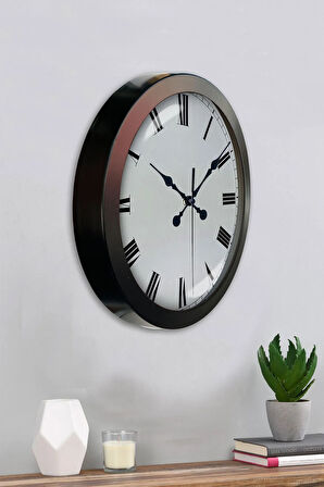 Hediyelik 36 Cm Siyah Metal Roma Rakamlı Duvar Saati