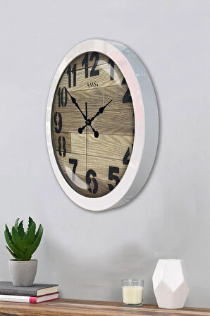 Hediyelik 36 Cm Beyaz Metal Sade Duvar Saati