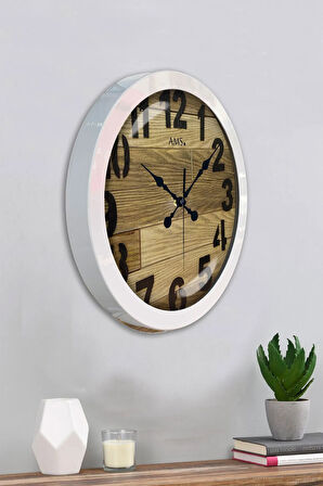 Hediyelik 36 Cm Beyaz Metal Sade Duvar Saati