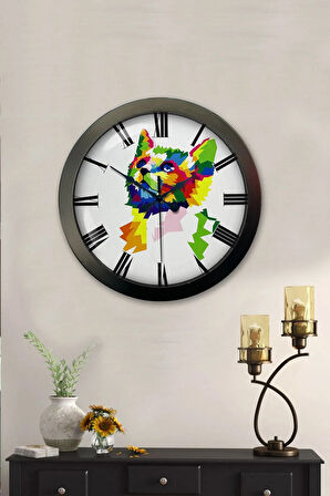 Hediyelik 36 Cm Siyah Metal Cat Duvar Saati