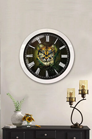 Hediyelik 36 Cm Beyaz Metal Hayvanlar Alemi Duvar Saati