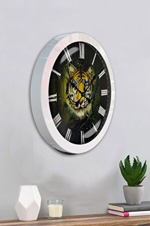 Hediyelik 36 Cm Beyaz Metal Hayvanlar Alemi Duvar Saati