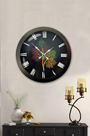 Hediyelik 36 Cm Siyah Metal Ağaç Duvar Saati