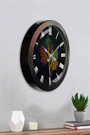 Hediyelik 36 Cm Siyah Metal Ağaç Duvar Saati